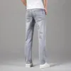 2024 Summer Thin Men's Elastic Cott Jeans Fi Gray Comfortable Busin Straight Casual Pants High Quality Brand Trousers r0am#