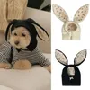 Dog Apparel Pet Hat Flower Pattern Adorable Ears Knitted Comfortable Warm Winter Cat Headwear For Cold Weather