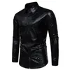 Chemises à carreaux métalliques or argent Lg manches haut hommes Chemise de Luxe discothèque Disco fête Dr scène Costume hommes Chemise à paillettes 170G #