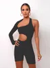 Kliou Asymmetrische Feste Frauen Strampler Grundlegende LG Hülse Lässige Sportswear Streetwear Weibliche Elastische Hohe Taille Overalls 60Po #