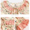 Cute Spring Children Sleepwear Kid Girl Lolita Cotton Floral Pajama Set.Vintage Toddler Kid Flowers Pyjamas Set Nightwear 11T 240314