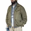 Maden Hommes Urban Outdoor Grandes poches Militaire Vert Vestes Amekaji Cam Lâche Casual Veste à revers Coupe-vent Randonnée Manteaux u85V #