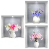Stickers 3 Pcs Flower Stickers Adhesive Wall Fresh 3D Flowers Vase Applique Potting Decoration Decorative Decal