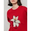 Toyouth женский свитер 2024 весна 3D Lily Fr вышивка LG рукав круглый вырез свободный трикотаж пуловер в подарок v6nm #