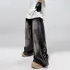 amerikansk stil överdimensionerad fickan retro baggy jeans män y2k hip hop punk wide ben raka overalls svart denim pants streetwear j3lr#