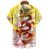 Männer Hawaiian 3D Druck Chinesische Drag Shirt Übergroßen Kurzarm Harajuku Shirts Fi Butted Revers Vintage Street Bluse j4tw #