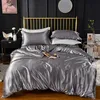 Set biancheria da letto in seta di gelso moda Copripiumino Lenzuolo Federa Lenzuolo in raso di lusso Tinta unita King Queen Full Twin Size 240328