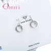 Dangle Earrings Classic Classic Shining Crystal Paved Round Drop for Women 925 Silver Chic Korea Wedding Engagement Pendientes Jewelry