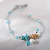 Anklets Bohemian Blue and White Crystal Zhuhai Star Pearl Stone Naszyjnik Czech Bransoletowy Bransoletowy Buty Beach Jewelryl2403