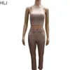 hlj Ribbing Vrouwen Trainingspak Ronde Hals Effen Kleur Sleevel Tank Top en Legging Fitn Twee Stukken Broek Set Straat outfits o3Pw #