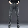 men's slim jeans 2024 autumn new men's casual straight fall stretch denim trousers Fi Slim Grey Men's Jeans C171#