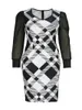 Casual Dresses LW SXY Plaid Print See Through Dress Summer: Round Neck Long Sleeve Kne Length Bodycon For Women 2024