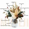 Flores decorativas Mistura de buquê de flores secas naturais Protea repens Hydrangea Eucalyptus Palm Millet Limonium Pampas Grass