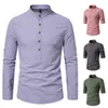 2023 Novos Homens Dr Camisas LG Manga Tops 100% Cott Homens Masculino Stripe Camisas Gola 8 Cores Homem Camisa Casual LS25 N7Tb #