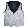 Jacquard Paisley Men's Slim Fit Vests Silk Sier Vest Luxury Tie Cufflinks 5pcセットウェディングスーツカジュアルビジネスウエストコートK6x0＃