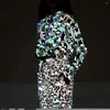 Kvinnors hoodies 2024 Cartoon Mushroom Färgglad reflekterande tröja mode mångsidig sexig huva långärmad lös