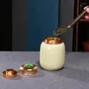 Storage Bottles Double Layer Alloy Sealed Jar Porcelain Tea Tank Moisture-proof Coffee Candy Travel Mini Portable Decoration