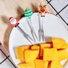 Forks Cartoon Fruit Fork Salade mignon Design en acier inoxydable Signe Fork / Fruit Pick Christmas Tree Stainles