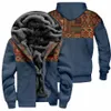 Western Ethnic Mans Fleece Kurtki z kapturem Winter Casual Outdoor Hooded Kurtki Aztec geometryczne luźne bluzy Kurtki P4MP#