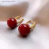 Charm Zircon Pearl Ear Buckle Commuter Simple Earrings for Women Fashion High Sense Red Drop Earring 2024 Gift Gold Plating Jewelries Y240328