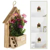 Decoratieve Bloemen Europese Stijl Houten Hangende Wastafel Muur Bloemenmand Ornament Decoratie Thuis Kunstzijde Doek Planten