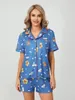 Vêtements à domicile Femmes Pyjama d'été Définit des chemises à manches courtes Shirts et Shorts Loungewear 2 pièces