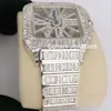 Gioielli Hip Hop Acciaio inossidabile con impostazione invisibile Orologio con diamanti ghiacciati Orologio Baguette VVS Moissanite