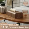 GereedSchap Simple Living Room Tissue Box Walnut Wood Badrum papperslåda bordsskrivbord förvaringslåda trägvävnad kök tillbehör