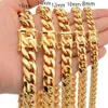 FINE chains 8mm 10mm 12mm 14mm 16mm Stainless Steel Jewelry 18K yellow Gold High Polished Miami Cuban Link Necklace Men Punk Curb 256m
