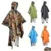 Tents And Shelters Hiking 3 Poncho Er Hood Cam Outdoor Backpack Mat 1 Coat Cycling Waterproof In Raincoat Tent Drop Delivery Sports Ou Ot7Bo