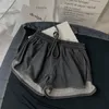 FI Summer Women Solid Color Shorts مرنة الخصر القصيرة سراويل القصيرة COTT القصيرة السيدات السراويل البيت الأسود للإناث L8QH#