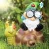 Sculptures Gnome Snail Statue Snail Gnome Outdoor Decor with Solar Lights Garden Decor for Outdoor Home Yard Lawn Porch Patio Gift