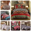 Bomcom conjunto de cama listrado boho étnico vintage hipster asteca pastoral estilo country boêmio conjunto de capa de edredom 100% microfibra t200102146