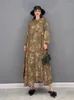 Sukienki swobodne Xitao Vintage szyfonowy Sukienka drukowana luźna moda przyczynowa prostota kołnierza o szyku pullover splicing duże kury kobiety wmd5119