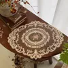 Lot de 4 sets de table rétro en dentelle - Napperons au crochet français brodés à la main - 12 x 16 cm - Tapis de tasse beige