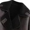 Traf 2023 Femme épais Faux cuir vestes pour femmes automne hiver chaud laine mélanges manteaux Demi-mers peluche veste vêtements d'extérieur G28E #