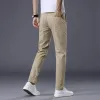 7 couleurs hommes classique couleur unie été mince pantalons décontractés Busin Fi Stretch Cott Slim marque pantalon mâle a6bk #