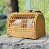 Katzentransportboxen für alle Jahreszeiten, handgefertigt, aus Weinrebengewebe, für den Transport von Haustieren, Korb, atmungsaktiv