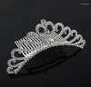Hårklämmor Barrettes Gorgeous Mini Crystal Rhinestone Diamante Bridal Princess Crown Comb Tiara Party Women Girl Gift Jewelry Drop Del Otl09