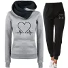 Woman Tracksuit 2 -częściowy zestaw zimowych ciepłych pulourów bluzy bluzy kobiece bluzki lub czarne spodnie odzież sportowy stroje d2kg#