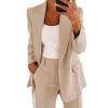 Stilvolle Anzug Mantel Faux Taschen Frauen Strickjacke Outwear Einfarbig Turndown Kragen Anzug Jacke H44N #