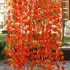 Decorative Flowers 1pcs Home Decoration Artificial Maple Vine Leaf Wreath Plant Fake Flower Creeper Red Crown Decor