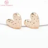 Boucles d'oreilles à tige (8362) 6 pièces 13.5x13MM, couleur or 24K, cœur en laiton concave convexe, haute qualité, résultats de bijoux, accessoires, vente en gros