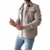 Automne hommes chemise décontractée veste revers manteaux pour vêtements d'extérieur jeunesse simple boutonnage couleur unie sous-vêtements mince chemise Vintage hommes C3F9 #
