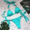 Dames Badmode Geel Sexy Bikini's 2024 Dames Effen Kleur Badmode Vrouwelijk Badpak Zwemmen Strandkleding Badpak Braziliaanse Bikini Set Zwembadbader T240328