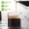Bicchieri da vino Tazze da caffè in vetro - Tazze piccole per caffè espresso da 4 Oz con manico trasparente S per latte freddo o freddo