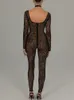 Fantoye Sexy See Through Lace Bloemen Vrouwen Jumpsuit Wit Lg Mouw Hollow Out Jumpsuit Herfst Bodyc Elegante Partij Clubwear 53sE #