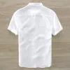 Suehaiwe's merk korte mouw zomer linnen overhemd mannen fi casual turn-down kraag effen wit overhemd heren camisa masculina v0sM #