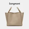 Song Songmont Vegetable Basket Bag Ny Tote Bag Stor Capacity Head Layer Cowhide One Shoulder Laptop Computer Bag 240328