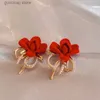 Charme Flocage Fleur Feuille Perle Boucles D'oreilles pour Femmes Lumière De Luxe De Haute Qualité Rouge Boucles D'oreilles Nouvelle Mode Coréenne Élégant Bijoux Femmes Y240328